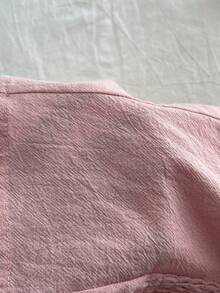 Elamini Women's Sweet Petal Sleeve U-Neck Ruched Waist Pure Short Sleeve Blouse, Summer Corset Tops With Sleeve Corset Shirts For Women Women's Tops For Summer Cute Top Cute Tops For Women Women Tops - Pink - View 6