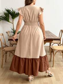 SHEIN Clasi 大码女式V领碎花连衣裙 - 彩色 - 查看 4