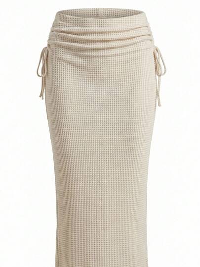 Swim Basics 女士纯色褶皱休闲沙滩罩衫裙