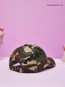 HELLO KITTY AND FRIENDS | Joivida Ladies Camouflage Print Cartoon Embroidered Baseball Cap - Army Green - View 4