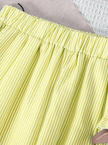 SHEIN Set de 2 piezas Conjunto casual de chaleco sin mangas y pantalones de pierna ancha con cintura elástica para adolescentes, verano - Amarillo - Ver 6