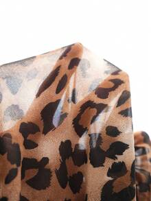 Momance Maternity V-Neck Tie Front Cap Sleeve Blouse With Leopard Print - Multicolor - View 5