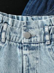 SHEIN Set 3 Potong Celana Pendek Denim Anak Perempuan, Celana Pendek Denim Kasual Biru Tua, Desain Pinggang Longgar, Paket Kombo Modis dan Serbaguna untuk Musim Semi/Panas, Liburan, Sekolah - MultiWarna - View 7