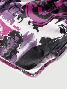ROMWE MEN Anime Men's Fashionable Figure Print Boxing Shorts For Summer - Multicolor - View 5