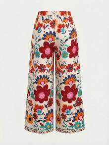 SHEIN Girlism 少女休闲舒适中腰印花裤 - 彩色 - 查看 2