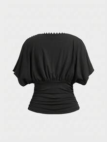 ROMWE Avant Handmade Button Waist Crop Top For Fashionable Women - Black - View 2