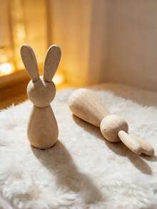 8 piezas de figuras de conejo de resina sin pintar en blanco, manualidades de pintura DIY, estatuas de animales en miniatura para decoración de escritorio, oficina, estantería y hogar, ornamento artístico y creativo - 8Pcs - Ver 3