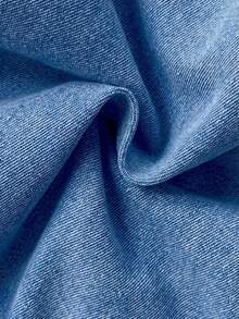 SHEIN Tween Girl Textured Bow Detail Pleated Dress - Medium Wash - View 4