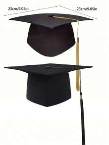 1 Buah Set Topi Wisuda Rumbai Hitam dengan Rumbai Emas untuk Upacara Wisuda, Dekorasi Photo Booth, Perlengkapan Pesta Sekolah, dan Lainnya - warna-warni - View 3