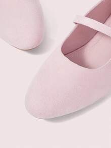 CUCCOO DOLLMOD Giày Mary Jane Lolita mũi tròn bằng da lộn màu hồng dễ thương dành cho nữ, kiểu dáng cơ bản, đa năng, gót dày. - Hồng - Xem 4
