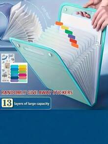 1 Piece A4 Size 13 Pockets Expanding File Accordion Folder Durable PP Multi Pocket Document Organizer For Test Papers Exam Bills Receipts School Office University Student Supplies - multicolor - View 15