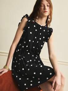 Écloséra New Arrival Spring/Summer Sleeveless White Polka Dot Mini Dress For Women - Multicolor - View 1
