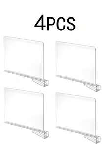 1 pieza/2 piezas/4 piezas Divisores de estantería de armario transparentes de acrílico Organizador de armario para estantes, cajones, gabinetes, estantería vertical de madera, separador de espacio para dormitorio, armario, escritorio de oficina, cocina, almacenamiento de ropa, bolsos, carteras, ahorro de espacio, panel divisor transparente - Multicolor - Ver 12