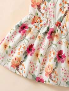 SHEIN 2pcs Baby/Toddler Girls' Summer Sleeveless Watercolor Floral Print Dress And Headband Set Birthday Purple Floral Cute - Multicolor - View 8