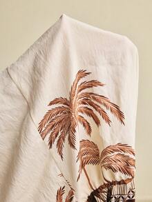 Écloséra Vestido casual de vacaciones sin mangas con estampado tropical - Marrón - Ver 6