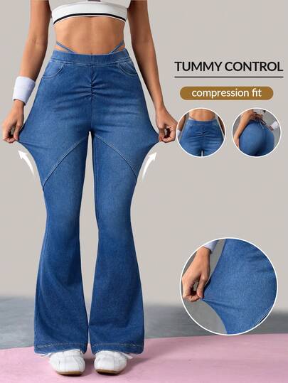 Flexra Women's Casual Washed Slim Fit Flare Jeans