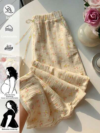 SHEIN CURVE+ Quần ống rộng cỡ US22, thích hợp cho lễ hội âm nhạc, kỳ nghỉ biển, phong cách bohemian, trang phục đi biển mùa hè giản dị dành cho nữ, thời trang công sở thanh lịch, màu hồng sen, quần hè/trang phục đi biển/trang phục đi biển.