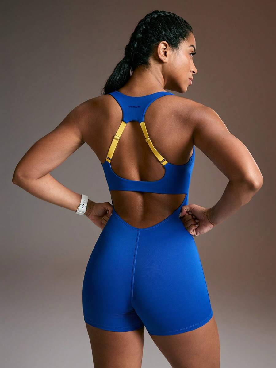 Powerista Bộ áo liền quần thể thao nữ dáng ôm, khoét lỗ, phối nhiều mảnh