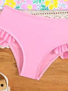 SHEIN Áo tắm Tankini cho bé gái, áo bikini không tay bằng vải dệt kim in hoa dễ thương, tay dài, chống nắng, thiết kế thời trang giản dị thanh lịch, thích hợp cho bơi lội, kỳ nghỉ hè, bãi biển, hồ bơi, tiệc tùng. - Màu Hồng baby - Xem 6