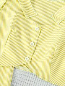 SHEIN Set de 2 piezas Conjunto casual de chaleco sin mangas y pantalones de pierna ancha con cintura elástica para adolescentes, verano - Amarillo - Ver 5