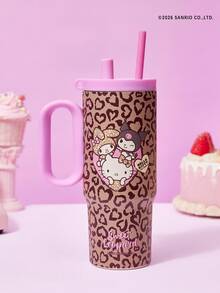 HELLO KITTY AND FRIENDS | Joivida 24盎司不锈钢保温水瓶/咖啡杯，带把手和吸管，防漏，保温（可保持饮品冷热） - 棕色 - 查看 3