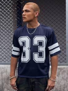 EVRINFINITE Camiseta casual de manga corta con cuello redondo y estampado de números para hombre, verano - Multicolor - Ver 1