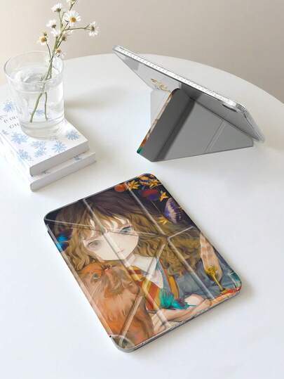 HARRY POTTER X SHEIN Funda protectora de tableta con diseño de chica anime compatible con Pad 11/Pad 10/Pad 9/Pad Air 5th/Pad Air 7th 13 pulgadas/Pad Air 6th 11 pulgadas/, compatible con Samsung Galaxy Tab A9 Plus, de textura de alta gama, con función de plegado 3+Y, función de activación/suspensión automática y soporte incorporado para lápiz, funda a prueba de golpes para tableta