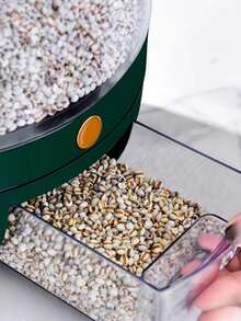 1 pieza Recipiente de almacenamiento de granos giratorio de 360 grados con compartimentos, cubo de arroz a prueba de humedad y resistente a insectos, cubo de arroz a presión para el hogar, disponible en varios colores, adecuado para almacenar diversos granos y arroz, a prueba de insectos y a prueba de polvo, recipiente de almacenamiento de granos, recipiente de almacenamiento de alimentos, almacenamiento de cocina - Multicolor - Ver 11