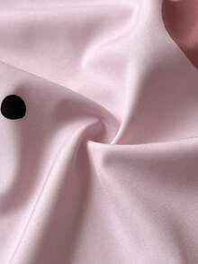 Maweii 女士夏季蝴蝶结无袖荷叶边下摆波点印花A字大码衬衫，优雅百搭，适合日常通勤和浪漫约会 - 粉色 - 查看 7