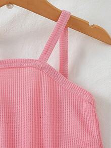 SHEIN Playful Pals Đầm hai dây hở lưng kiểu Hàn Quốc mùa hè dễ thương kẻ sọc cầu vồng, trang phục ngọt ngào và phù hợp cho kỳ nghỉ. - Hồng - Xem 5