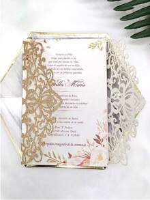 4/16/20 Pcs Laser Cut Wedding Invitations With Envelopes Elegant Glitter Pearl Paper Bow Knot Design Card Set For Anniversary Party Supplies Wedding Decorations Anniversary Celebration Bridal Shower Engagement Party Invite - multicolor - View 10