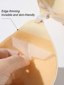 SHEIN Women's Solid Color Front Closure Breathable Adhesive Bra - Apricot - View 5