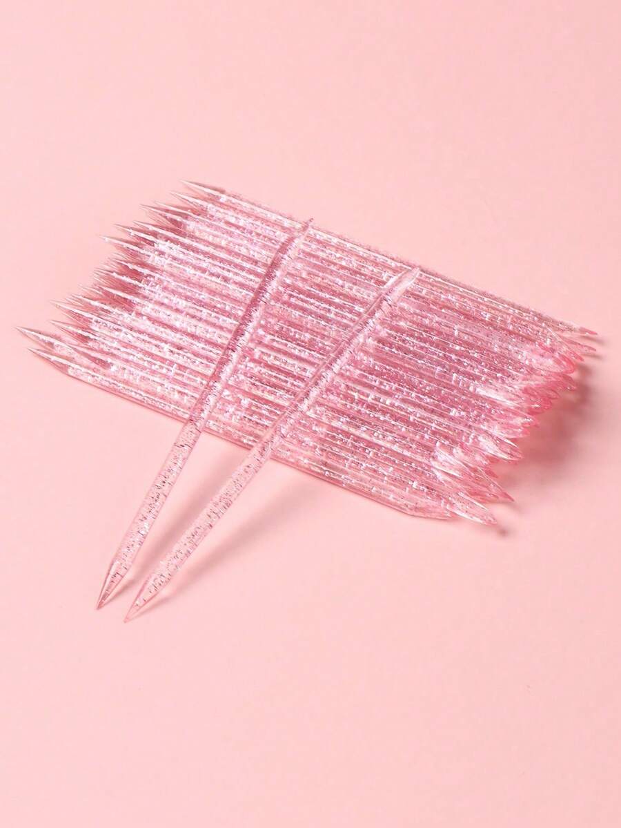 FULL BEAUTY 50 chiếc que làm sạch acrylic hai đầu màu hồng, que tẩy tế bào chết, dụng cụ làm móng, đồ dùng làm móng, dụng cụ làm móng nghệ thuật, đồ dùng học tập, móng tay, dụng cụ làm móng giả. - Hồng - Xem 1