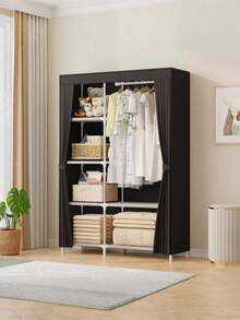 Portable Wardrobe, Clothes Storage Cabinet, Large Capacity Simple Wardrobe, Bedroom Closet, Home Fabric Wardrobe For Rental House/Dorm Room, Clothes Storage, Sturdy & Durable Assembled Fabric Closet - Multicolor - View 13