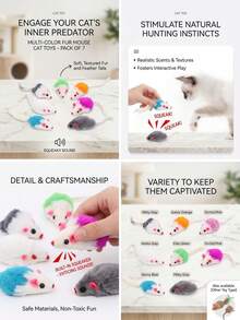 PETSIN Đồ chơi cho mèo hình chuột giả lông thú, có gắn đá phát ra âm thanh, giúp mèo tương tác khi chơi. - Nhiều màu - Xem 5