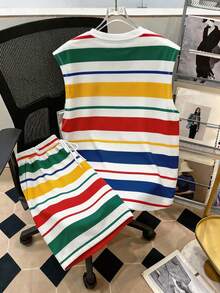 Manfinity Joysei Bộ áo vest nam kẻ sọc nhiều màu sắc thời trang, cỡ tiêu chuẩn, phù hợp cho đi học, đi chơi và mặc ở nhà. - Nhiều màu - Xem 2