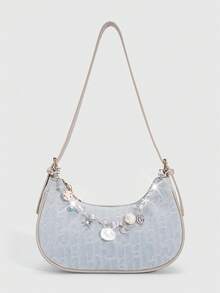 Viva Strut 1Pc Seashell Ornament For A Holiday-Style Starfish Shell Chain Bag, Marine Tail Conch Beach Keychain, Suitable For Matching With A Small Square Bag When Out On Vacation. - Silver - View 6