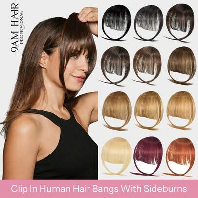 Tóc mái giả kẹp 100% tóc thật, có cả tóc mai, trông tự nhiên, nhiều màu sắc, phù hợp cho nữ và bé gái, dùng hàng ngày, dự tiệc, cosplay, hẹn hò, đi làm.