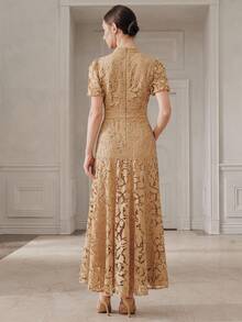 Anewsta Đầm vải thêu thanh lịch và thời trang dành cho nữ, thích hợp cho mùa hè. - Màu Khaki - Xem 7