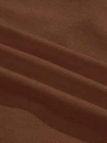 Franclia 新款春秋季修身短款轻薄浅黄色简约通勤时尚套头毛衣（女款） - 咖啡棕 - 查看 3