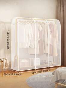 Clothes Storage Dust Cover Clear Garment Rack Cover With Zippers Cover Clothes Rack Cover Big Cover Donkey Cover, Transparent Plastic For Clothes Rack - Translucent - View 11