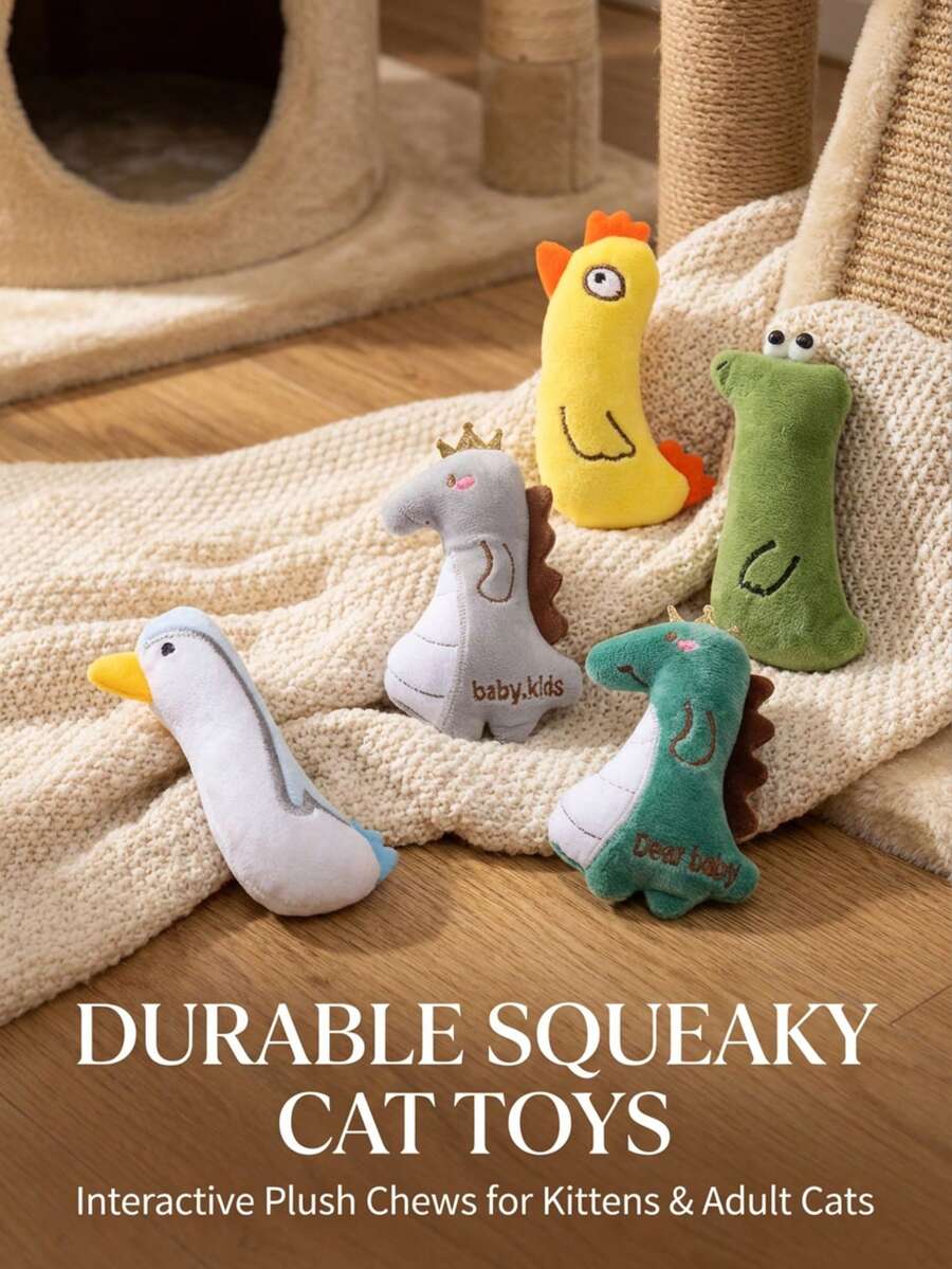 PETSIN Dinosaur, Chicken And Animal-Shaped Cat Toys, Soft And Plush, Can Interact With Cats. - Multicolor - View 1