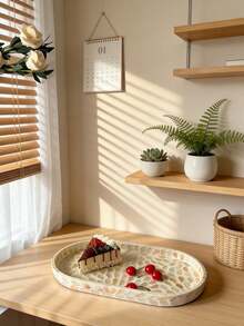 Scandinavian Luxury Natural Shell Tray With High-Quality Design, Wooden Tray With Mother-Of-Pearl Decoration, Suitable For Home Use, Worthy Storage Solution For Desktop Or Tabletop Organization - Multicolor - View 12