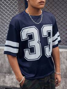 EVRINFINITE Camiseta casual de manga corta con cuello redondo y estampado de números para hombre, verano - Multicolor - Ver 4