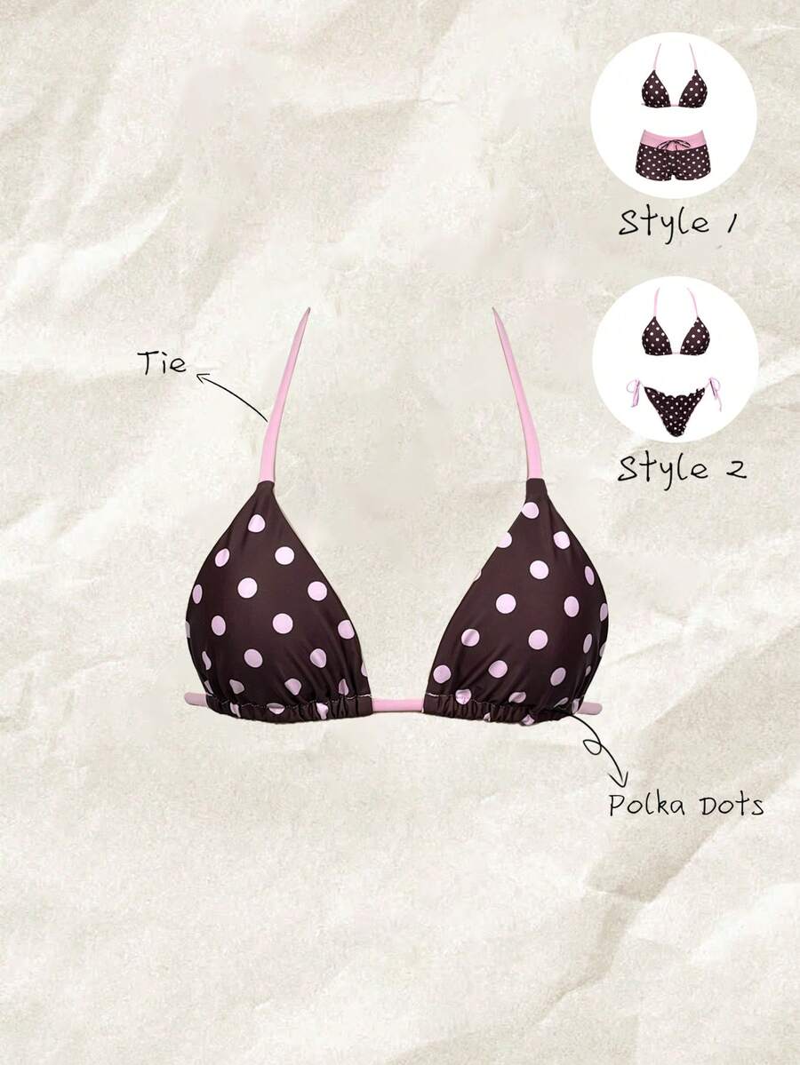 Elavelle Women's Random Print Halter Bikini Top, Spring/Summer - Multicolor - View 1