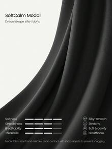 GLOWMODE 4.0英寸 SoftSerene 莫代尔面料，轻松舒适，丝滑透气，宽松版型，可调节抽绳腰带，高腰设计，侧边口袋，适合日常休闲穿着。 - 黑色 - 查看 5