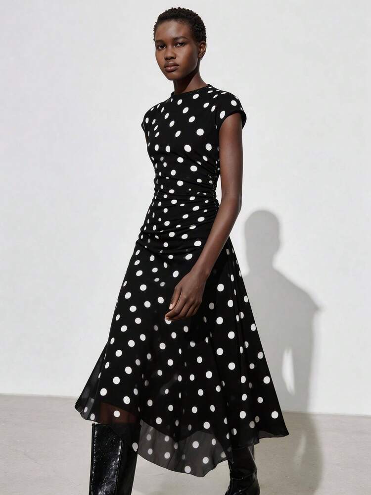 SHEIN Maija MAIJA Boho Printed Flowy V-Neck Sleeveless Tiered Midi Dress