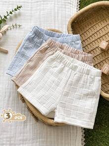 SHEIN Vintaside Kids Set de 3 pantalones cortos casuales para bebé/niño pequeño - Multicolor - Ver 1