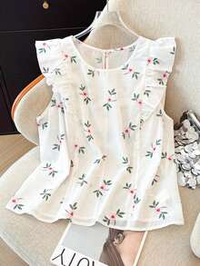 GlowEve CURVE Plus Size Women Embroidered Cap Sleeve Blouse - Baby Pink - View 5