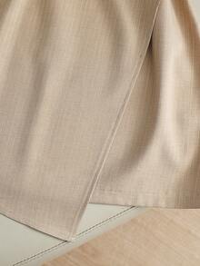 Franclia Chân váy nữ thời trang mới, kiểu dáng thường ngày, kẻ sọc kaki, có thắt lưng, đa năng, thích hợp cho công sở, mùa xuân/hè, trang phục công sở cho giáo viên thành thị, chân váy chữ A đa năng cho nữ, chân váy mùa hè, chân váy mùa xuân. - Màu Khaki - Xem 4